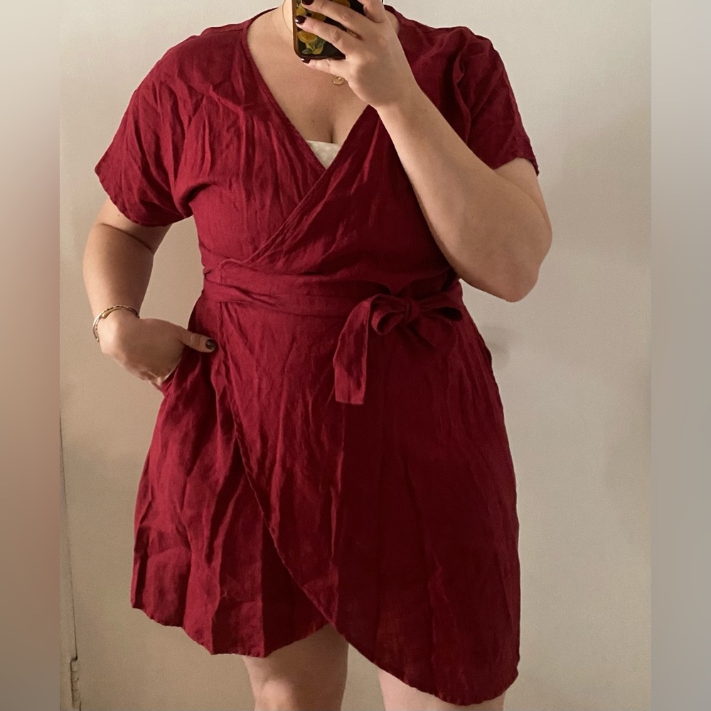 Linen Fox 100% Linen Mimosa Wrap Dress